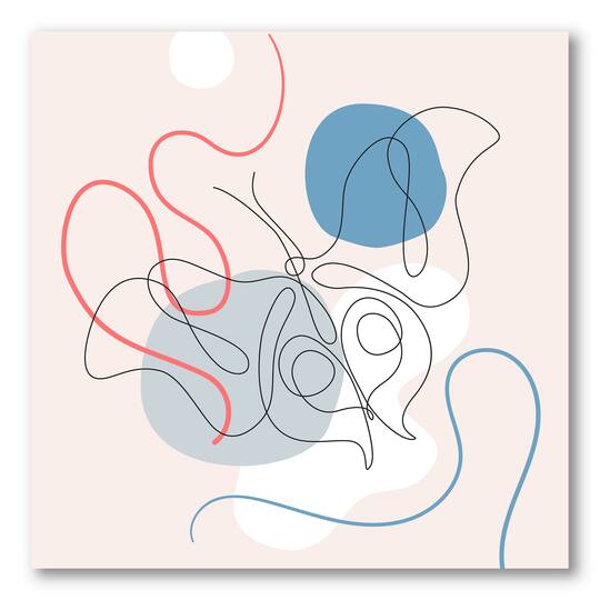 Designart - Butterfly One Line Drawing On Cubism Shapes II